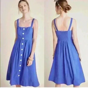 Maeve by Anthropologie Rosemary Indigo Midi Dress, Size Small (4)